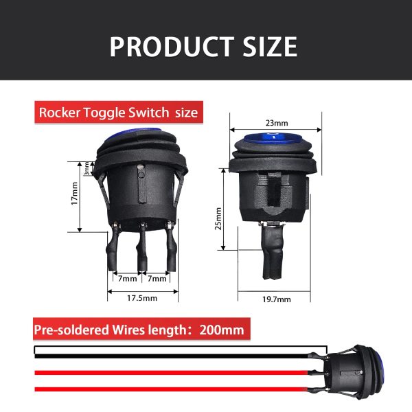 mankk Waterproof Rocker Switch Blue LED-1