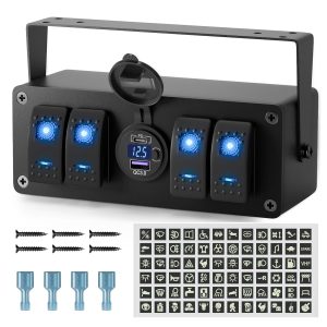 Joinfworld 4 Gang Rocker Switch Box 12V 20A-0