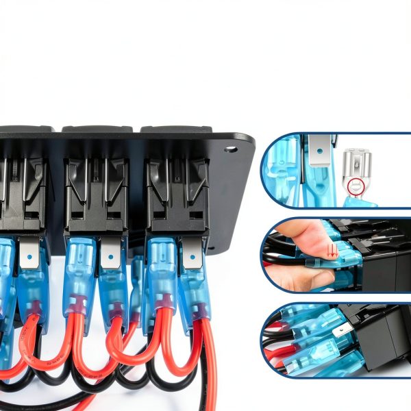 12V 6 Gang Switch Panel Nilight Aluminum Dual USB-4