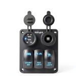 Nilight 3 Gang USB Rocker Switch Panel Metal-0