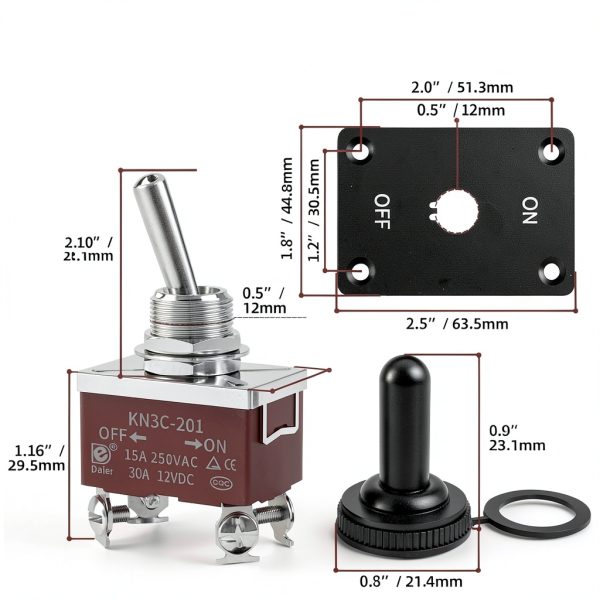 12V Toggle Switch RVMARINEPAT Metal Panel Mount-6