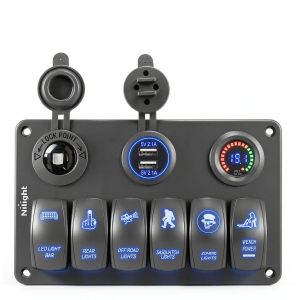 Nilight 6 Gang Rocker Switch Panel Aluminum-0