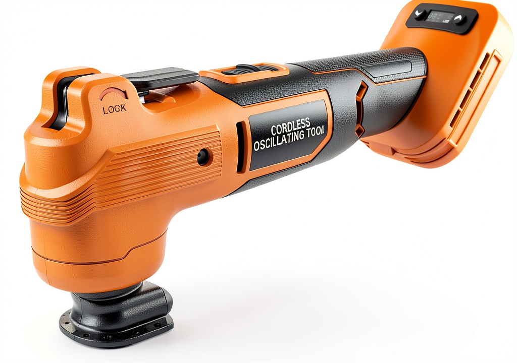 Fledukten oscillating tool in use on a wooden baseboard