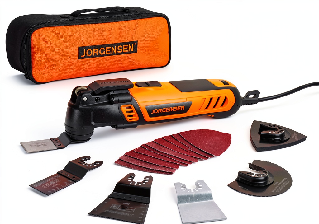 JORGENSEN oscillating tool being used to cut drywall in a renovation project