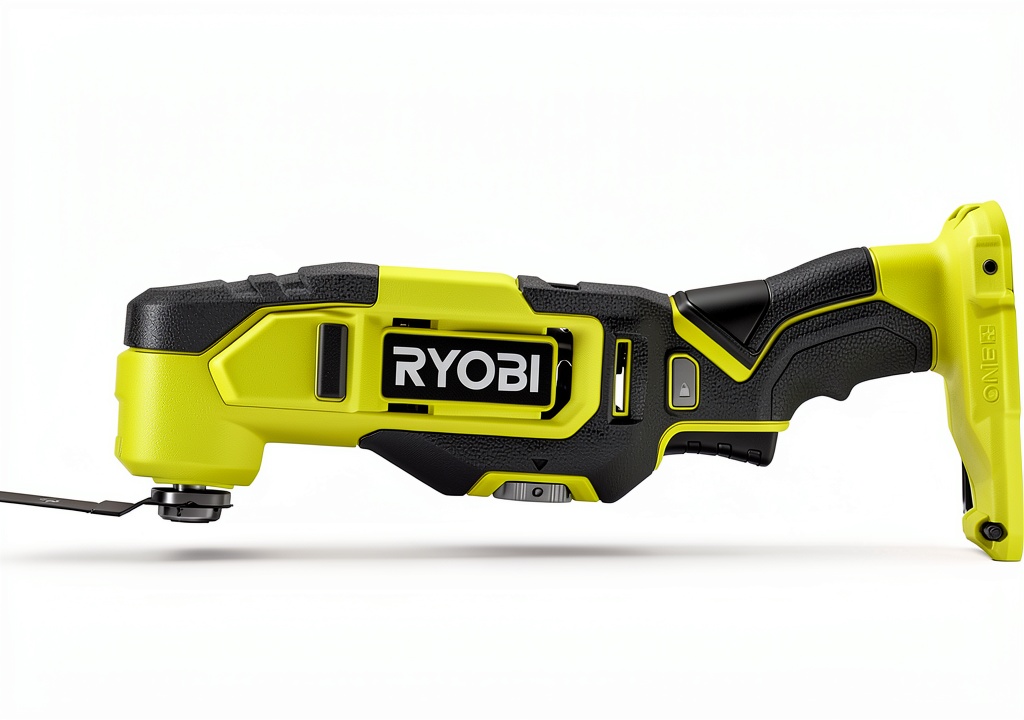 Ryobi oscillating tool being used to cut drywall in a home renovation
