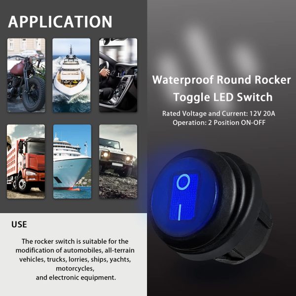 mankk Waterproof Rocker Switch Blue LED-5