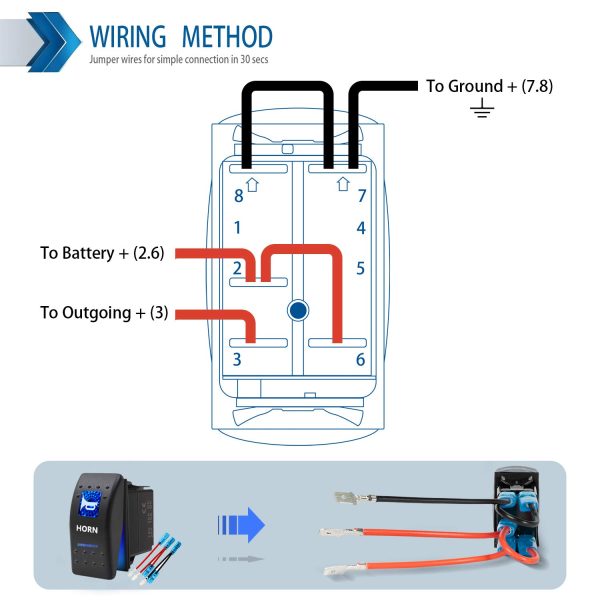 KEING 24V 20A ON-OFF Toggle Switch Blue-3