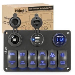 12V 6 Gang Switch Panel Nilight Aluminum Dual USB-0