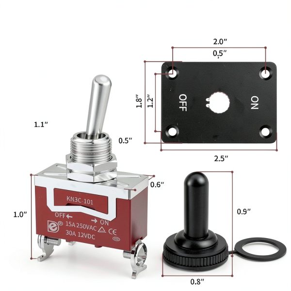 RVMARINEPAT 12V Toggle Switch Metal SPST Panel Mount-1