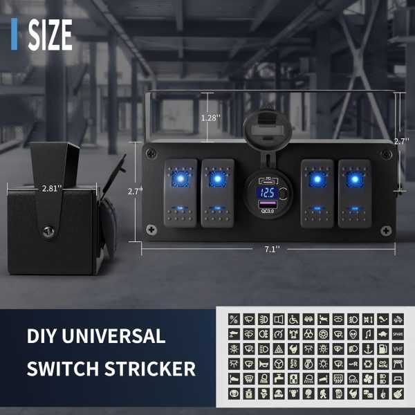 Joinfworld 4 Gang Rocker Switch Box 12V 20A-1
