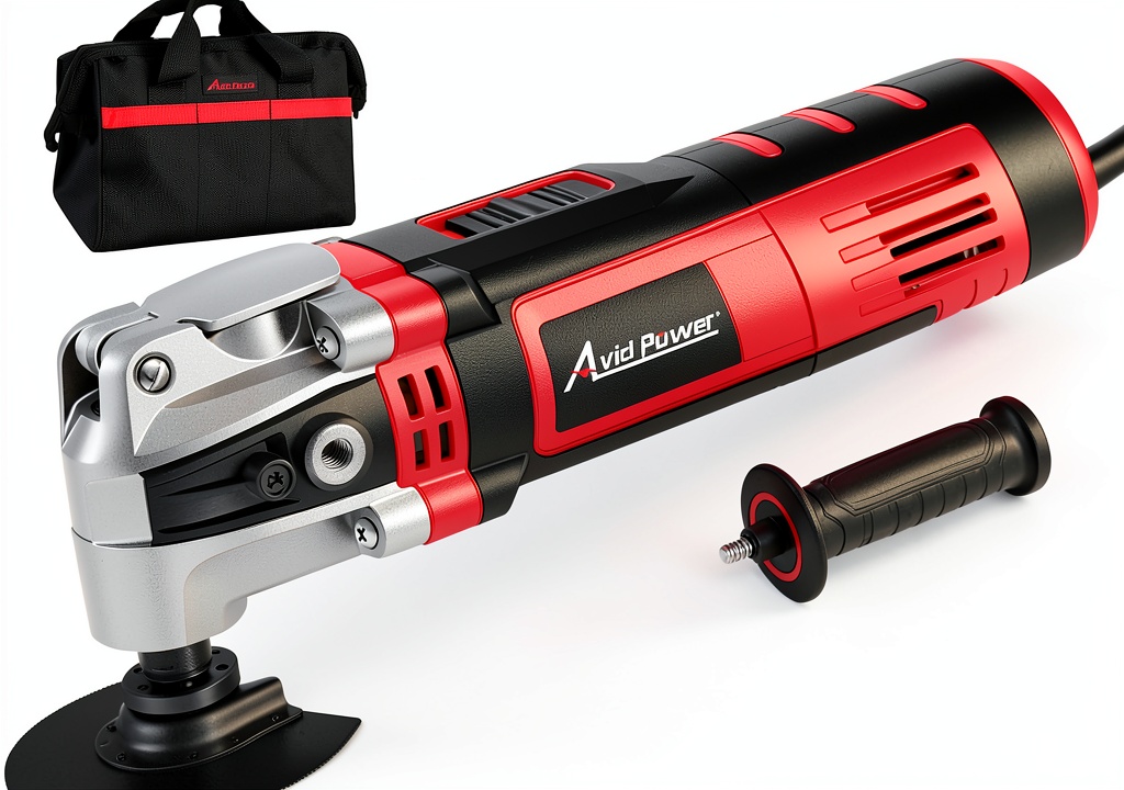 Avid Power oscillating tool being used on a tile floor